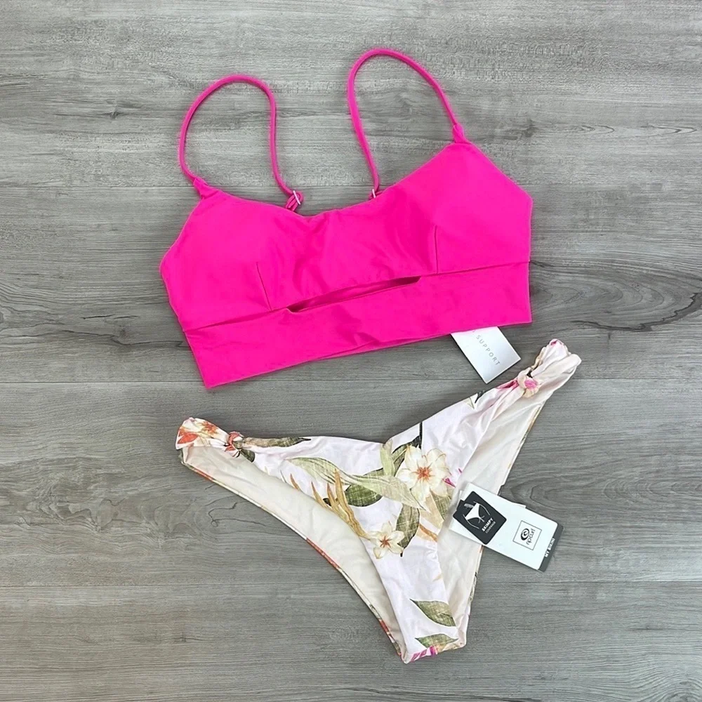 ☀️RIP CURL☀️ BRIGHTS SCOOP CROP NORTH SHORE SKIMPY PANT BIKINI SET